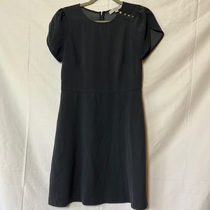 Ann Taylor loft, dark gray, short sleeve, zip back dress